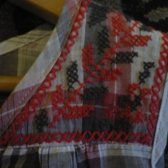 Anthropologie Plaid Tasseled Tank Top - Picture 6 of 9